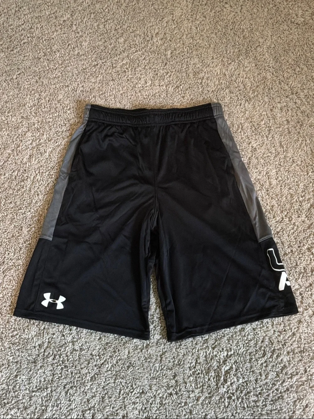 Under Armour Black Athletic Shorts with Gray Side Panels